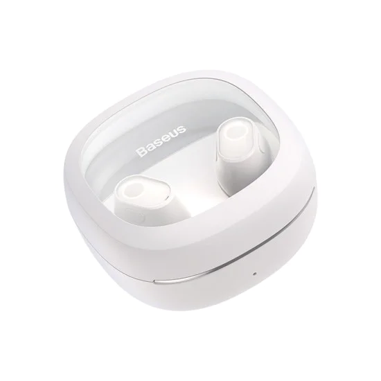 Bluetooth слушалка V5.3 с интелигентен дисплей, TWS - Baseus WM02+ (NGTWW370302) - кремаво бяло