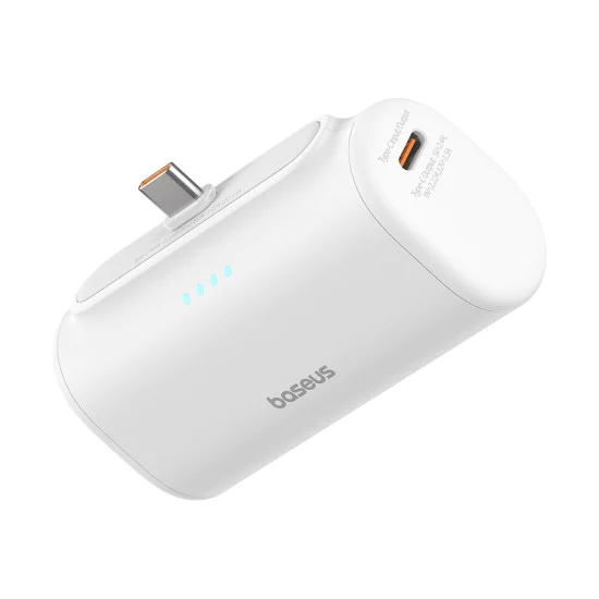Външна батерия Type-C Type-C, 20W, 5000mAh + кабел Type-C - Baseus (P10068306213-00) - Бял