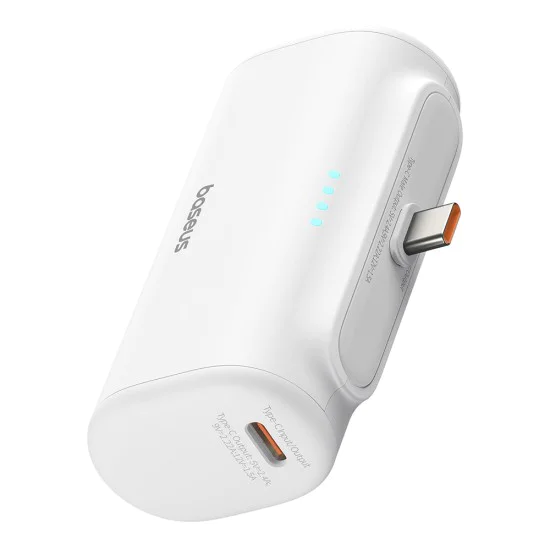 Външна батерия Type-C Type-C, 20W, 5000mAh + кабел Type-C - Baseus (P10068306213-00) - Бял