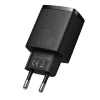 Baseus - Компактно зарядно за стена (CCXJ-B01) - USB-C, PD, 20W, USB-A, QC, 3A - Черно