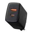 Baseus - Компактно зарядно за стена (CCXJ-B01) - USB-C, PD, 20W, USB-A, QC, 3A - Черно
