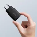 Baseus - Компактно зарядно за стена (CCXJ-B01) - USB-C, PD, 20W, USB-A, QC, 3A - Черно