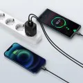 Baseus - Компактно зарядно за стена (CCXJ-B01) - USB-C, PD, 20W, USB-A, QC, 3A - Черно
