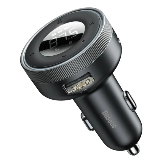 Baseus - FM модулатор и зарядно за кола Enjoy (CCLH-01) - USB-A, 3.4A с LED дисплей - черен