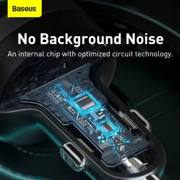 Baseus - FM модулатор и зарядно за кола Enjoy (CCLH-01) - USB-A, 3.4A с LED дисплей - черен