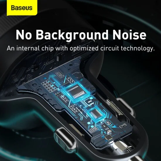 Baseus - FM модулатор и зарядно за кола Enjoy (CCLH-01) - USB-A, 3.4A с LED дисплей - черен