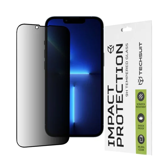 Протектор за iPhone 13 Pro Max / iPhone 14 Plus - 111D Privacy Full Glue - Черен