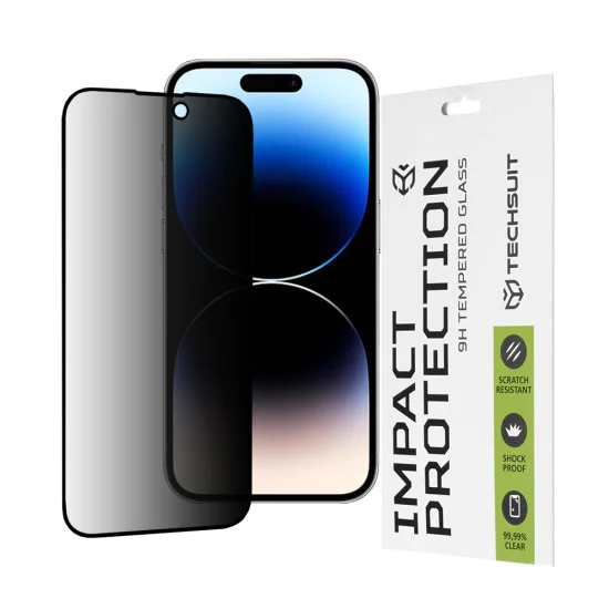 Протектор за iPhone 14 Pro - 111D Privacy Full Glue - черен