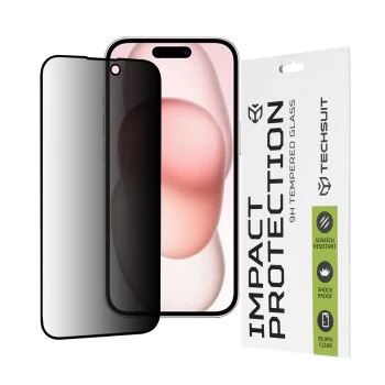 Протектор за iPhone 15 / iPhone 16 - 111D Privacy Full Glue - Черен