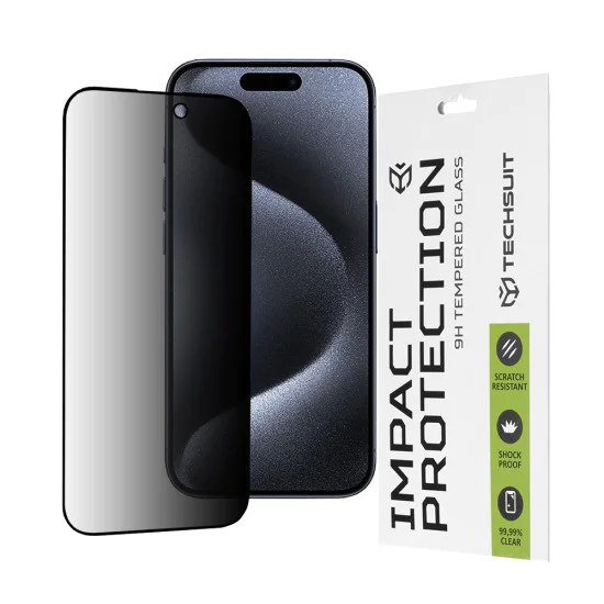 Протектор за iPhone 15 Pro - 111D Privacy Full Glue - Черен