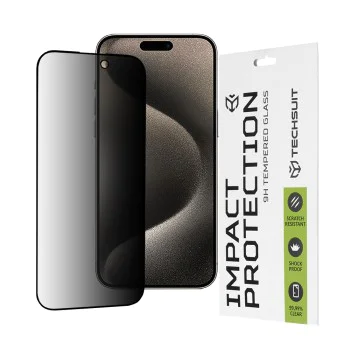 Протектор за iPhone 15 Pro Max - 111D Privacy Full Glue - черен