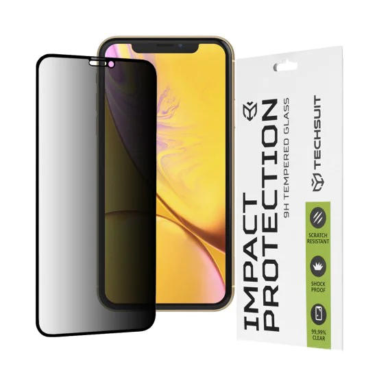 Протектор за iPhone XR / iPhone 11 - 111D Privacy Full Glue - Черен