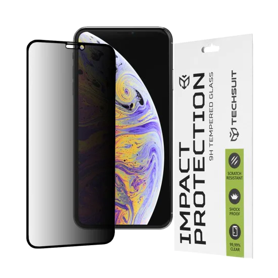 Протектор за iPhone XS Max / iPhone 11 Pro Max - 111D Privacy Full Glue - Черен