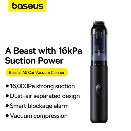 Прахосмукачка за кола с дисплей, 16000Pa - Baseus A5 (C3045959500111-00) - Черна