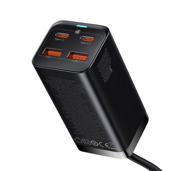 Зарядно устройство 4в1, 100W + Type-C кабел - Baseus GaN3 Pro (CCGP000101) - черно