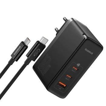 3в1 EU зарядно устройство, 160 W, кабел Type-C - Baseus GaN5 Pro Digital (P10110825113113-00) - черно