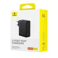 3в1 EU зарядно устройство, 160 W, кабел Type-C - Baseus GaN5 Pro Digital (P10110825113113-00) - черно
