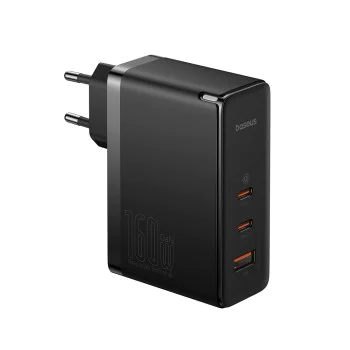3в1 EU зарядно устройство, 160 W, кабел Type-C - Baseus GaN5 Pro Digital (P10110825113113-00) - черно
