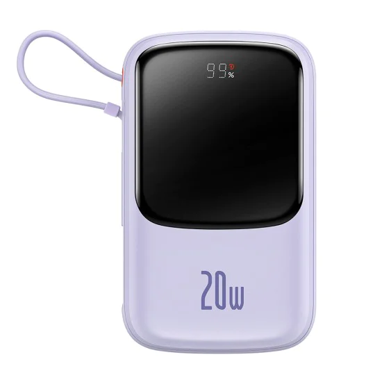 Външна батерия 2x Lightning, Type-C, USB, 20000mAh, 20W - Baseus Qpow Pro (PPQD030005) - лилав