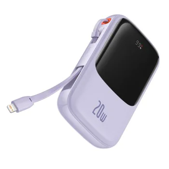 Външна батерия 2x Lightning, Type-C, USB, 20000mAh, 20W - Baseus Qpow Pro (PPQD030005) - лилав