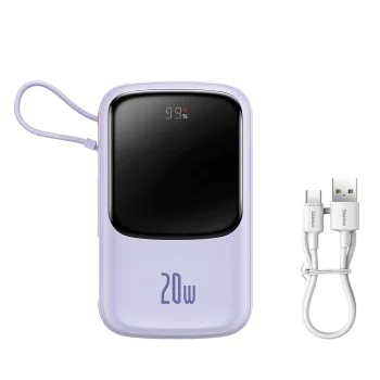 Външна батерия 2x Lightning, Type-C, USB, 20000mAh, 20W - Baseus Qpow Pro (PPQD030005) - лилав