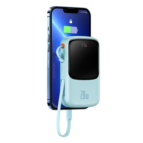 Външна батерия 2x Lightning, Type-C, USB, 20000mAh, 20W - Baseus Qpow Pro (PPQD030003) - Син