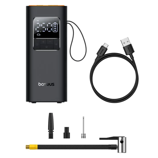 Електрическа помпа с дисплей, кабел, 4000 mAh - Baseus Super Mini Pro (C11159300111-00) - Черен