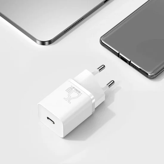 Зарядно устройство Priza, USB-C, 25W - Baseus Super Si 1C (CCSP020102) - Бяло