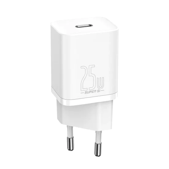 Зарядно устройство Priza, USB-C, 25W - Baseus Super Si 1C (CCSP020102) - Бяло