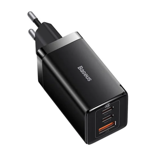 EU Charger 3in1, 65W, Type-C кабел - Baseus GaN5 Pro (CCGP120201) - черен