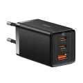 EU Charger 3in1, 65W, Type-C кабел - Baseus GaN5 Pro (CCGP120201) - черен