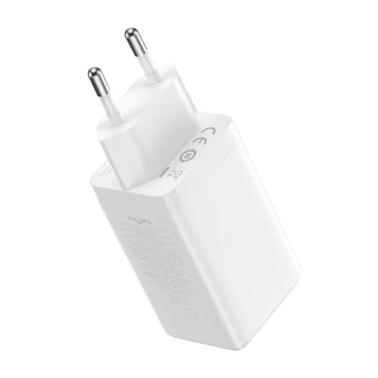 3в1 ЕС зарядно устройство, 65 W, кабел Type-C - Baseus GaN5 Pro (CCGP120202) - бял