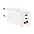 3в1 ЕС зарядно устройство, 65 W, кабел Type-C - Baseus GaN5 Pro (CCGP120202) - бял