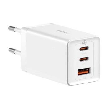 3в1 ЕС зарядно устройство, 65 W, кабел Type-C - Baseus GaN5 Pro (CCGP120202) - бял