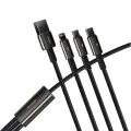 Baseus - Кабел за данни Tugsten Gold 3в1 (CAMLTWJ-01) - USB към Type-C, Lightning, Micro-USB 3.5A, 1.5м - Черен