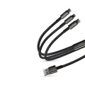 Baseus - Кабел за данни Tugsten Gold 3в1 (CAMLTWJ-01) - USB към Type-C, Lightning, Micro-USB 3.5A, 1.5м - Черен