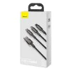 Baseus - Кабел за данни Tugsten Gold 3в1 (CAMLTWJ-01) - USB към Type-C, Lightning, Micro-USB 3.5A, 1.5м - Черен