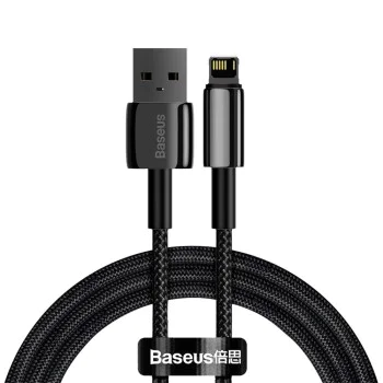 Baseus - Кабел за данни Tugsten Gold (CALWJ-01) - USB към Lightning, 2.4A, 1m - Черен