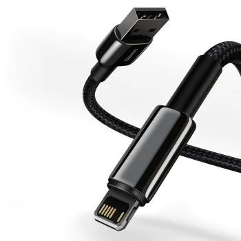 Baseus - Кабел за данни Tugsten Gold (CALWJ-01) - USB към Lightning, 2.4A, 1m - Черен