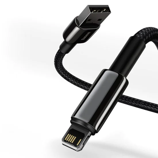 Baseus - Кабел за данни Tugsten Gold (CALWJ-01) - USB към Lightning, 2.4A, 1m - Черен