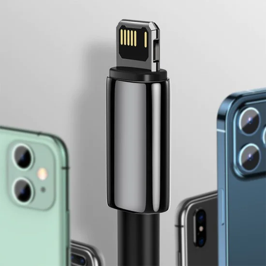 Baseus - Кабел за данни Tugsten Gold (CALWJ-01) - USB към Lightning, 2.4A, 1m - Черен