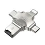 Четец на карти MicroSD + USB адаптер, Type-C, Lightning, Micro-USB - Yesido (GS13) - Сребрист