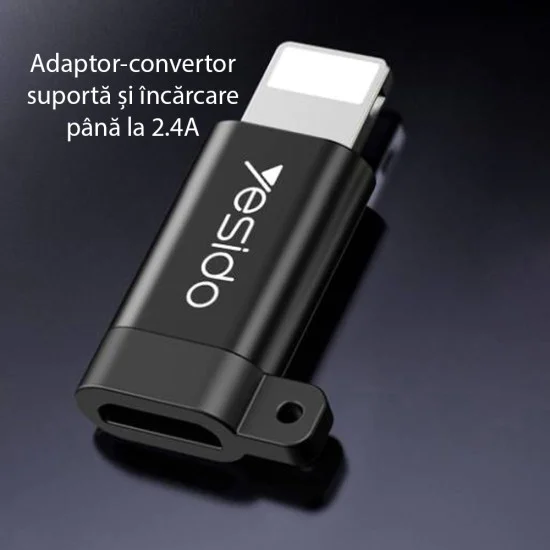 Lightning to Micro-USB 480Mbps OTG адаптер - Yesido (GS05) - черен