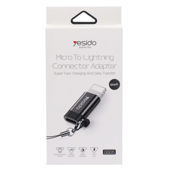 Lightning to Micro-USB 480Mbps OTG адаптер - Yesido (GS05) - черен