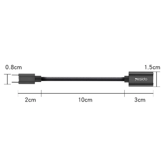 Преходен кабел Type-C към USB 2.0, OTG - Yesido (GS01) - Черен