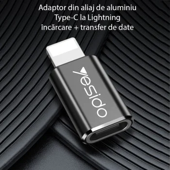 Lightning to Type-C 480Mbps OTG адаптер - Yesido (GS03) - черен