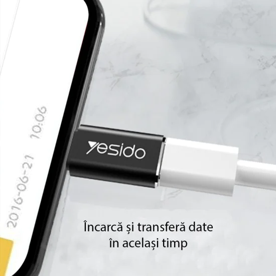 Lightning to Type-C 480Mbps OTG адаптер - Yesido (GS03) - черен