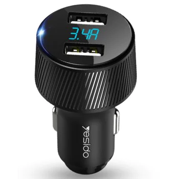 Зарядно за кола 2x USB 2x USB 18W, 3.4A - Yesido (Y31) - Черен