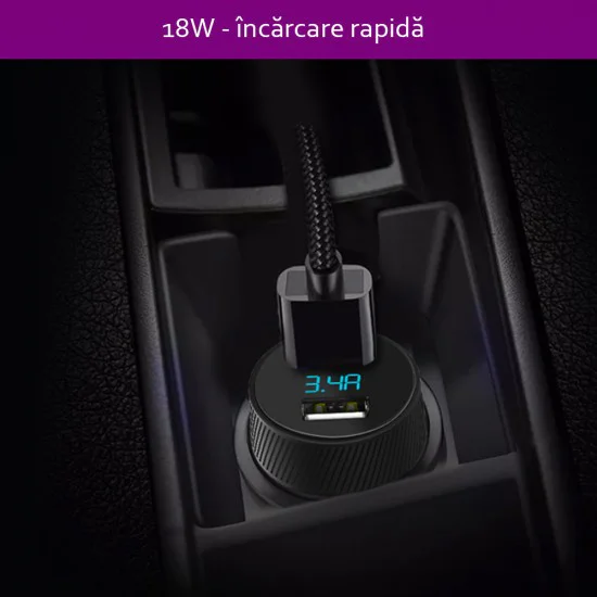 Зарядно за кола 2x USB 2x USB 18W, 3.4A - Yesido (Y31) - Черен