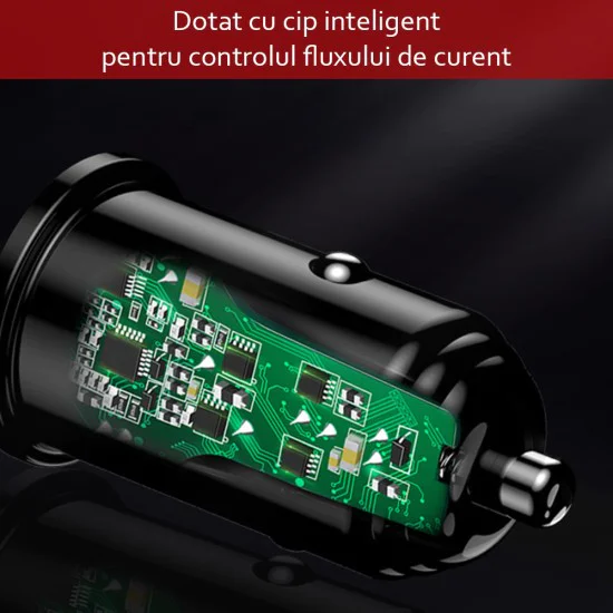 Автоматично зарядно устройство QC3.0, FCP, AFC, 18W, 3A - Yesido (Y38) - черно